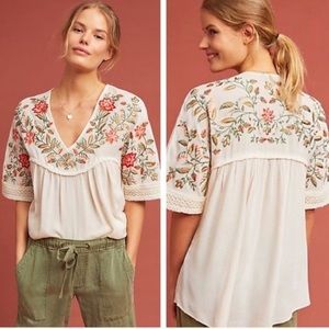 Anthropologie Ranna Gill Jumel Embroidered Blouse